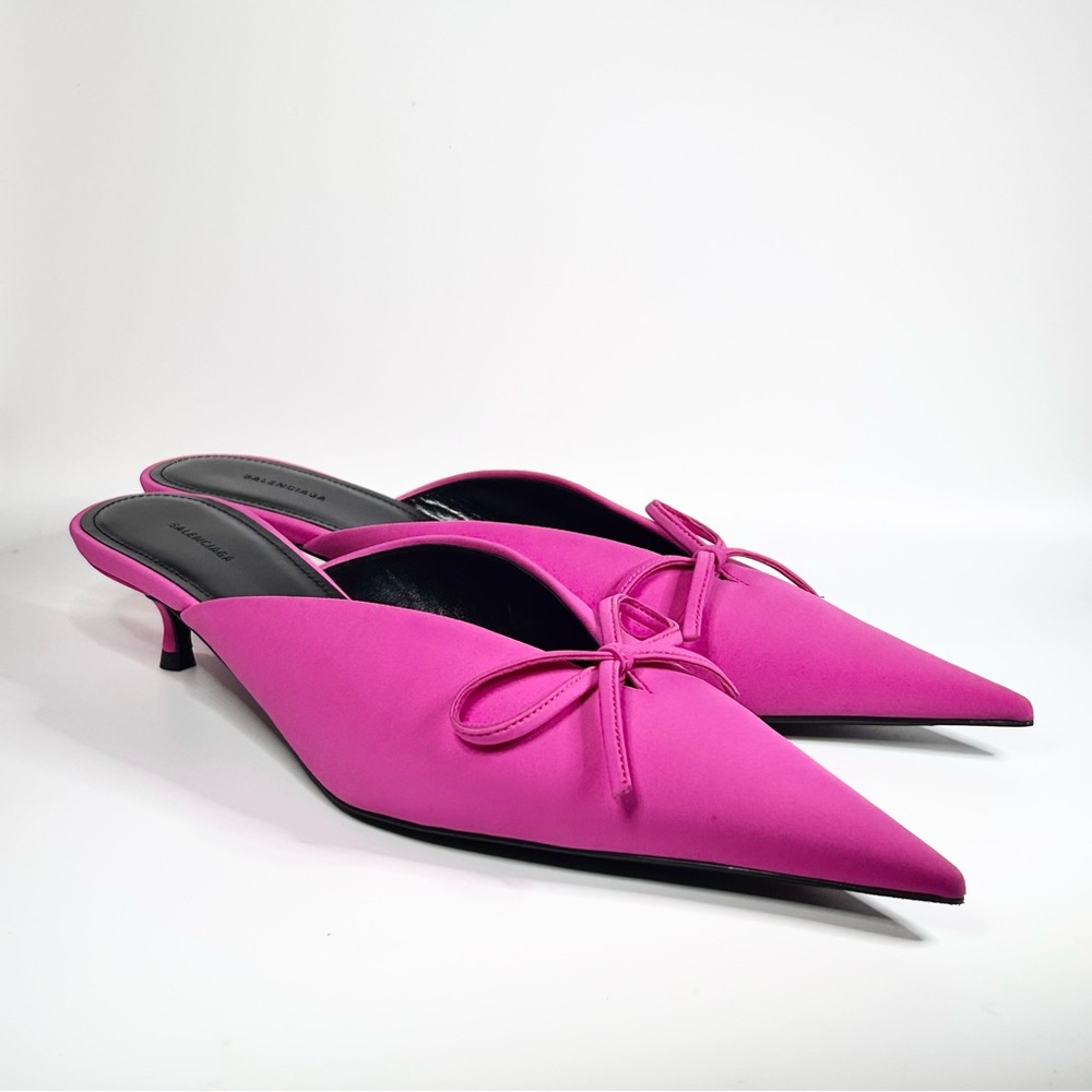 New Balenciaga Knife Bow 40mm Kitten Heels Pink Size 38EU/8US
